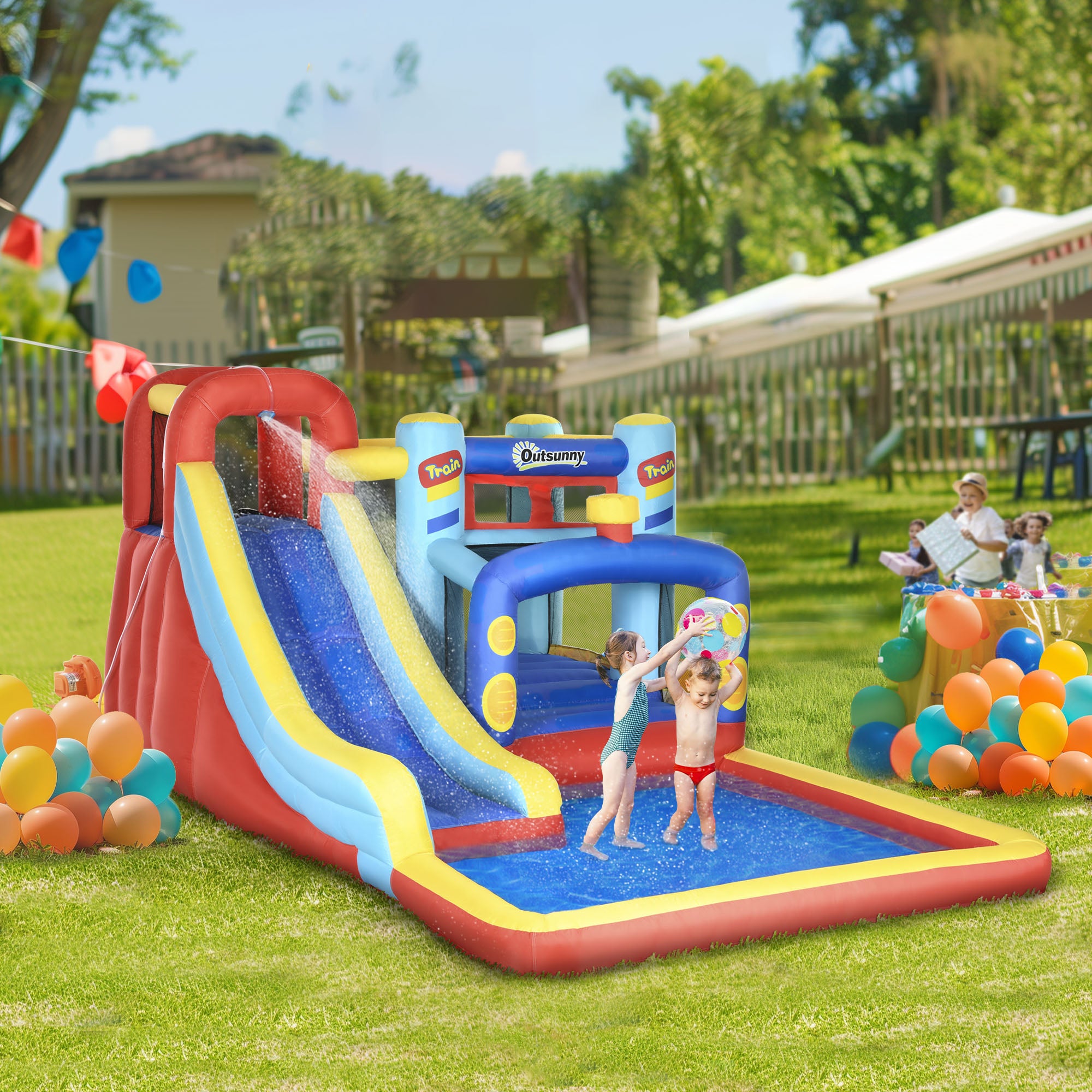 Chateau gonflable aquatique avec toboggan - Outsunny 435 x 245 cm