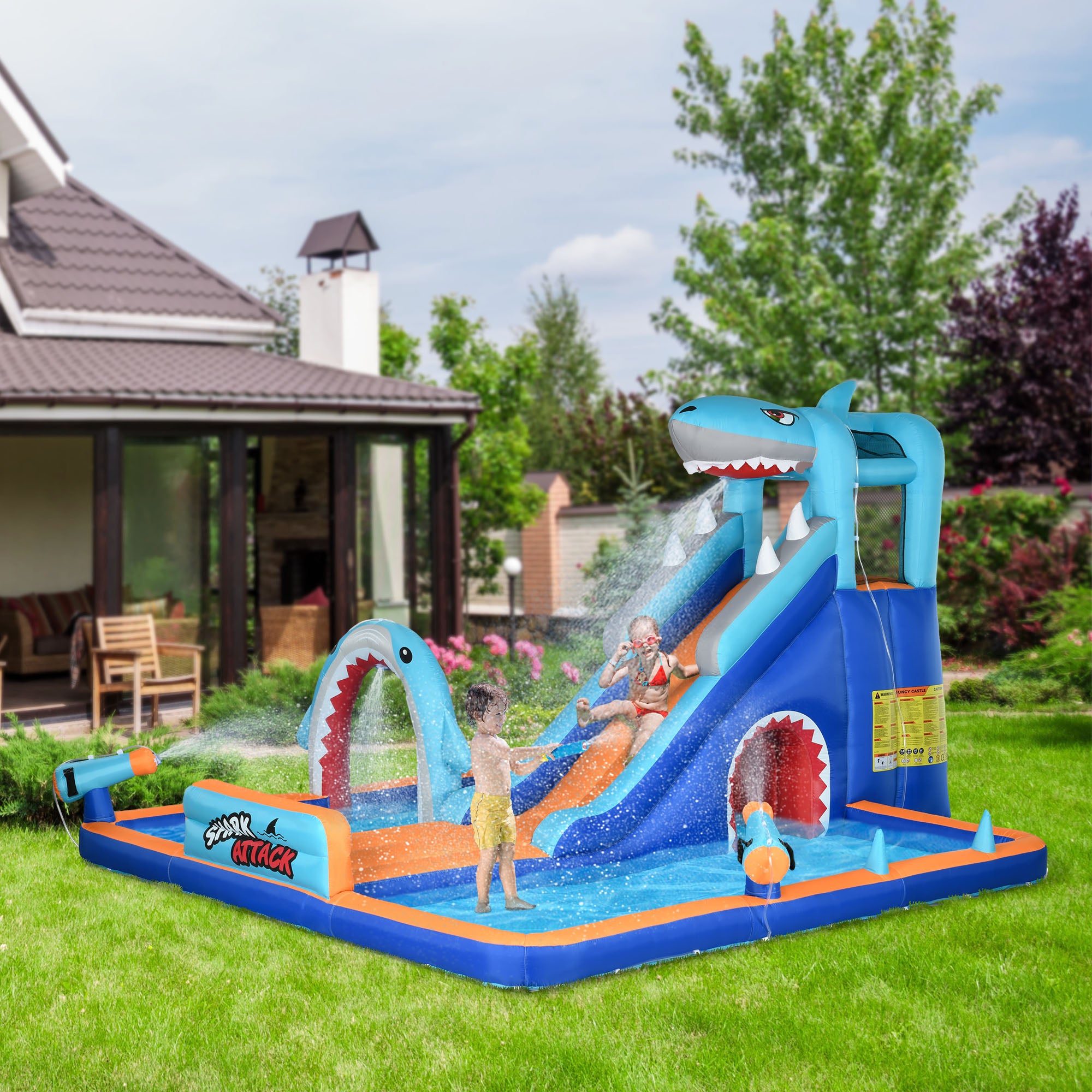 Château gonflable 6 en 1 avec toboggans et mur – Grand format jardin