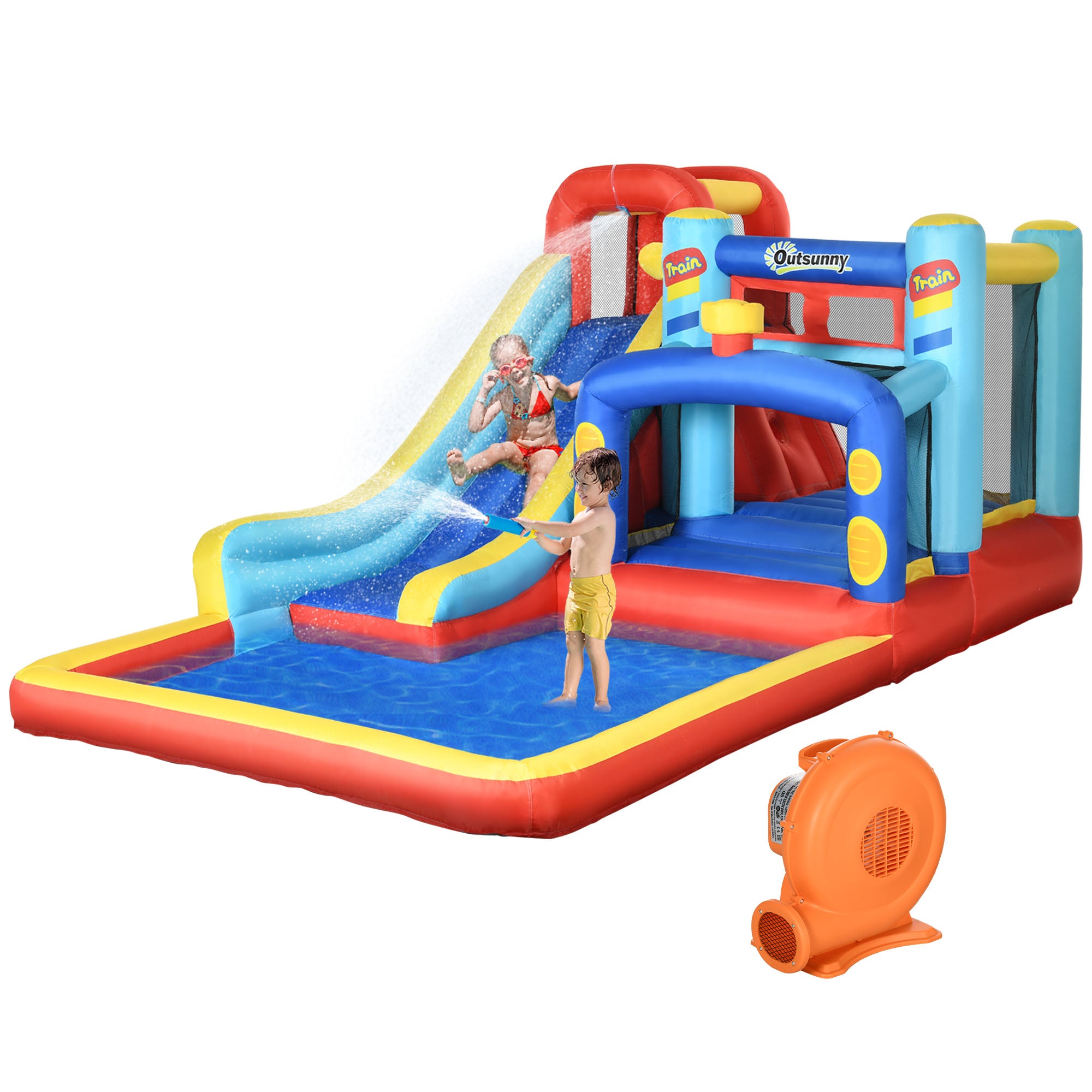 Chateau gonflable aquatique avec toboggan - Outsunny 435 x 245 cm