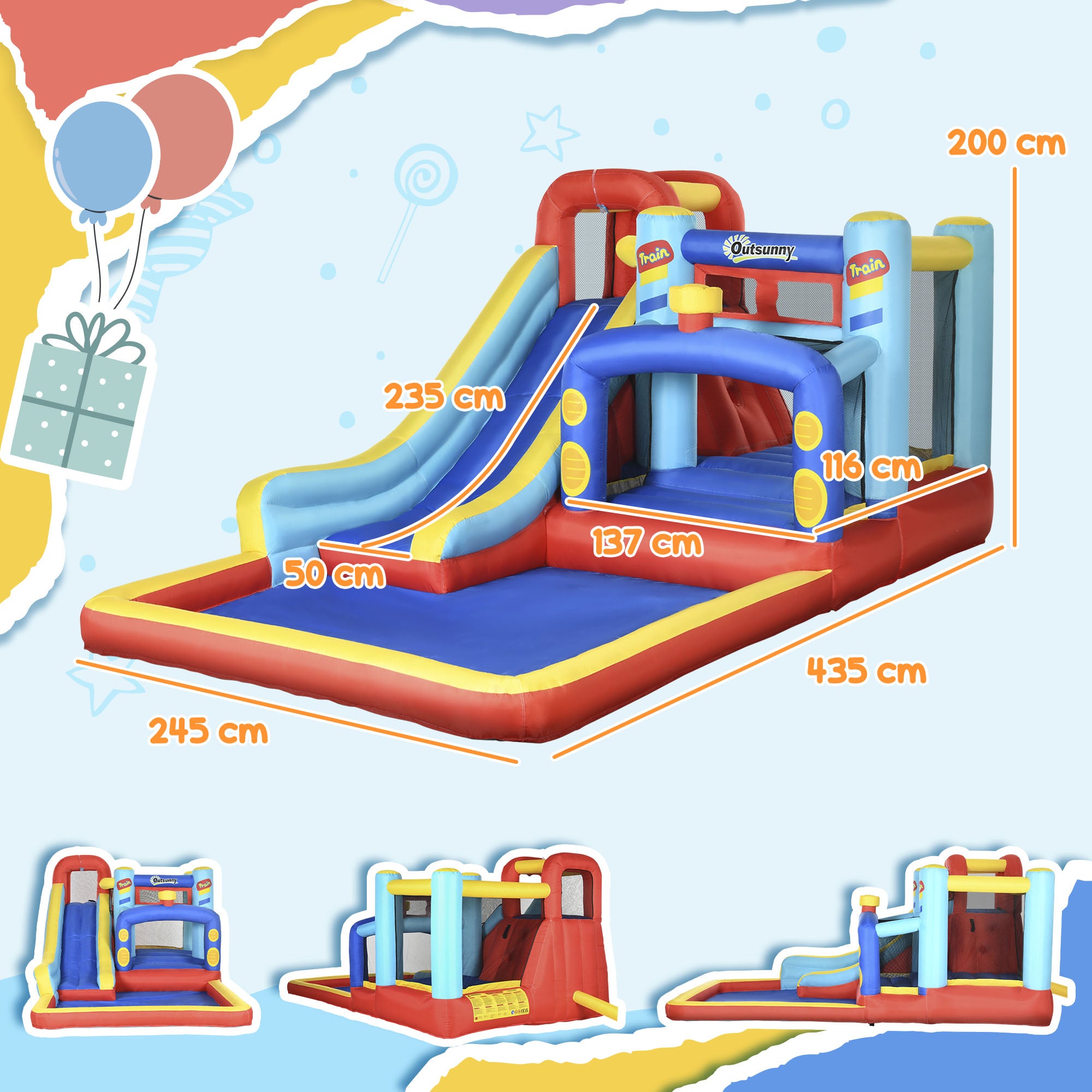 Chateau gonflable aquatique avec toboggan - Outsunny 435 x 245 cm